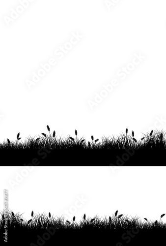 Black silhouette of a millet field on isolated white background.