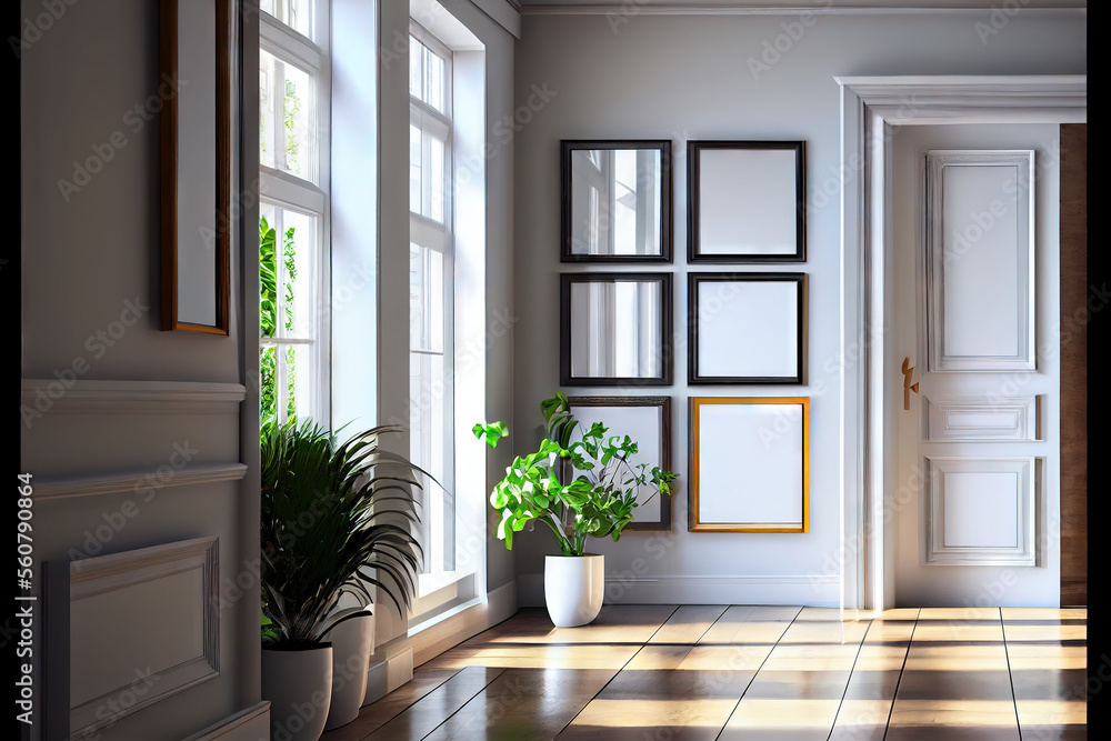 Fototapeta premium Empty frames in a modern stylish house