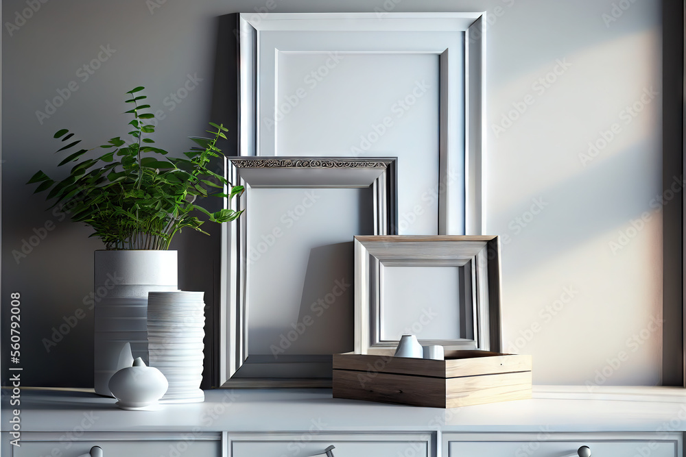 Fototapeta premium Empty frames in a modern stylish house