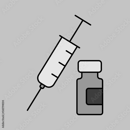 Medical ampoule and syringe vector icon