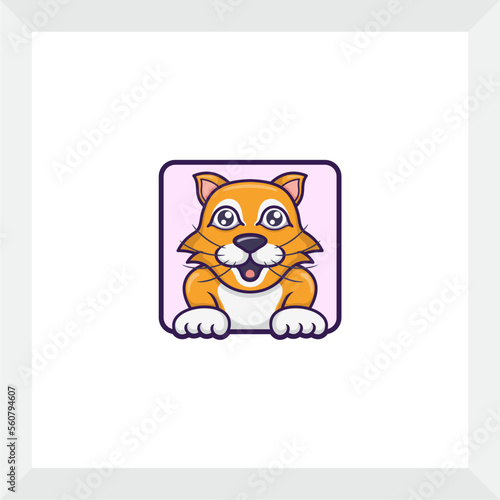 orange cat simple logo for a symbol or icon