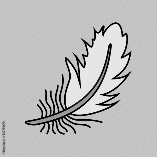 Feather vector grayscale icon. Farm animal sign