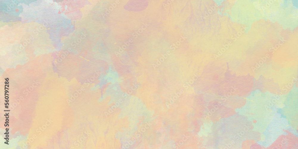 Abstract watercolor background with stains, soft and pastel watercolor paper texture with smoke and splashes, watercolor background for any decorative and creative design.	