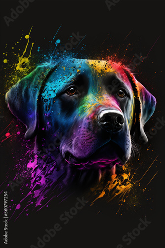 Colorful Dog Splashy Generative AI
