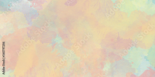 Abstract watercolor background with stains, soft and pastel watercolor paper texture with smoke and splashes, watercolor background for any decorative and creative design. 