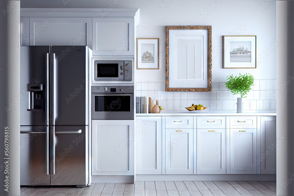 Empty frames in a modern stylish kitchen Empty frames in a modern stylish kitchen