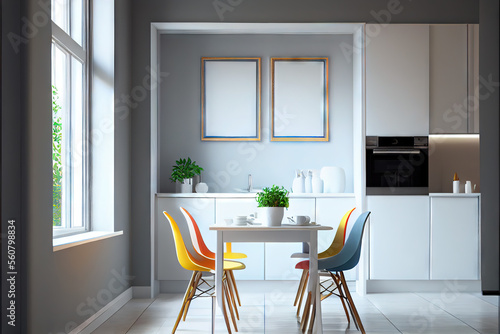 Empty frames in a modern stylish kitchen