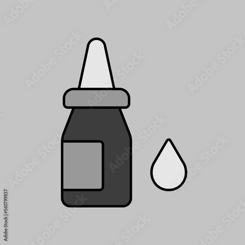 Eye drops vector grayscale icon. Nasal drops