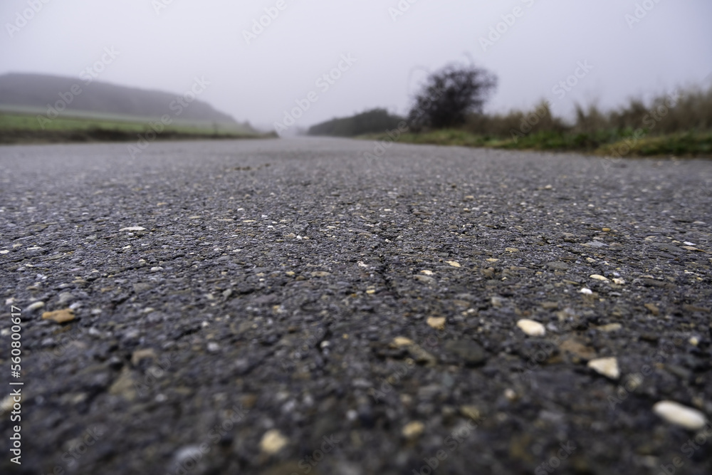Asphalt road with fog Asphalt road with fog