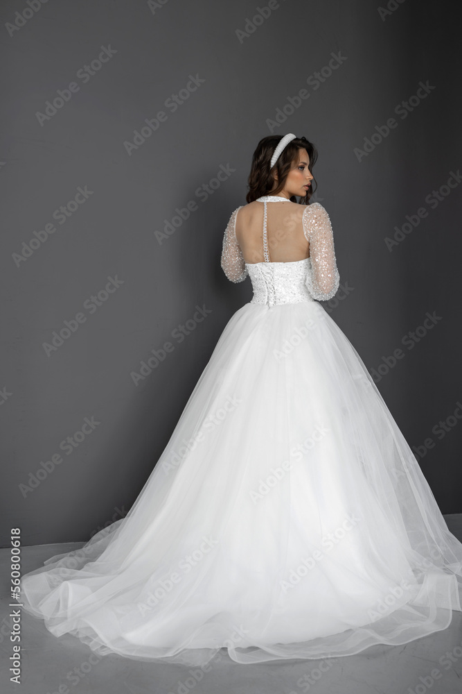 stylish caucasian bride in white wedding dress stylish caucasian bride in white wedding dress