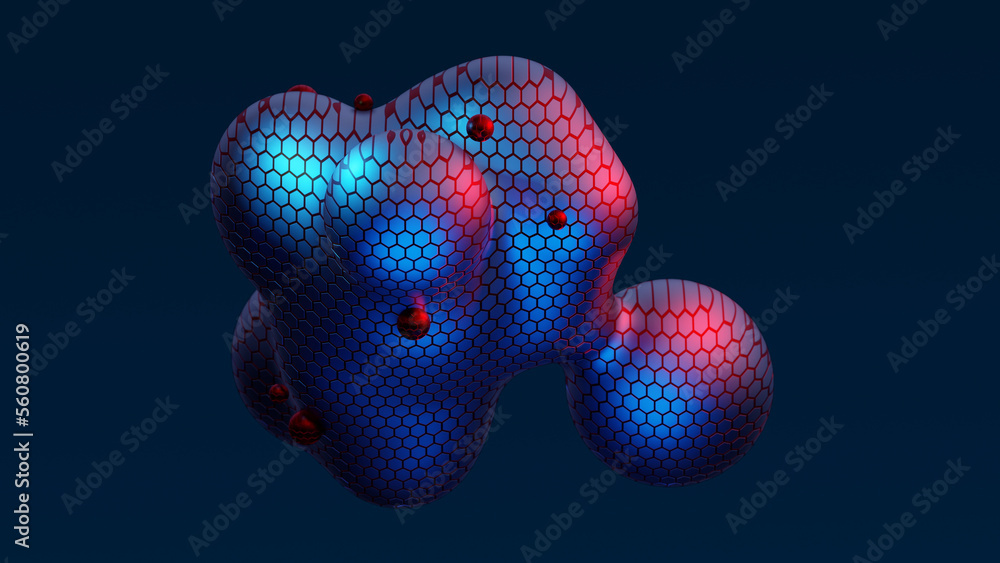 Metaball Object Design Abstract neon multicolored metaball with scale reptile texture meta ...