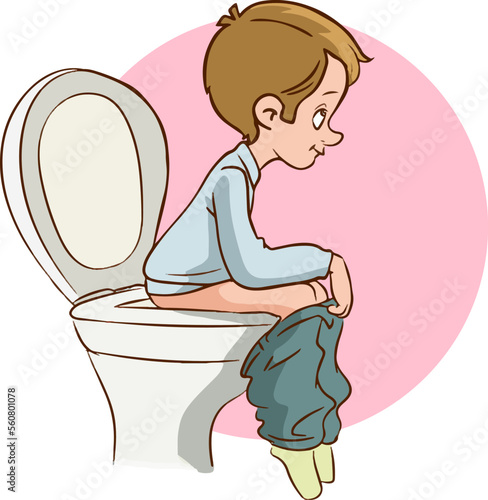 boy taking the toilet cartoon vector