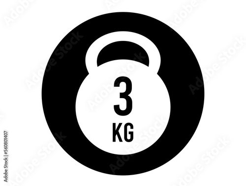 3 kg weight icon. Vector weight in kilograms isolated on white background