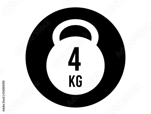 4 kg weight icon. Vector weight in kilograms isolated on white background