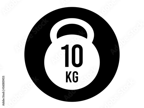 10 kg weight icon. Vector weight in kilograms isolated on white background