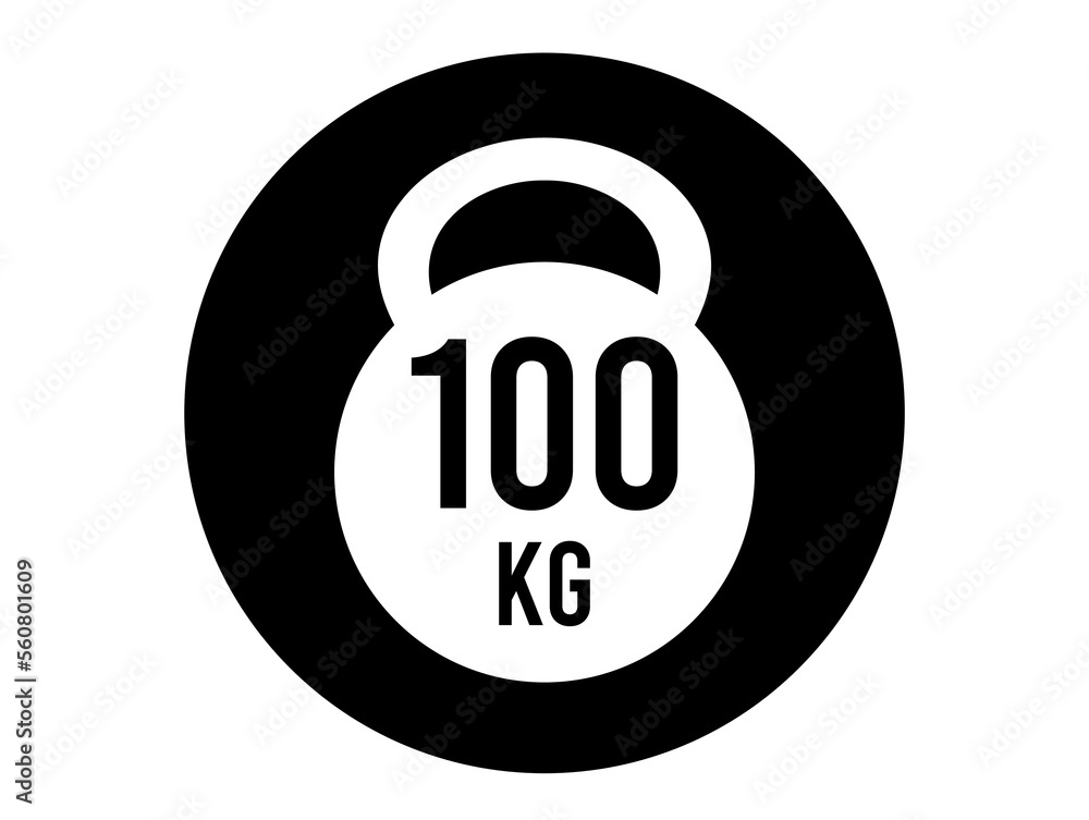 Vettoriale Stock 100 kg weight icon. Vector weight in kilograms isolated on white background Adobe Stock