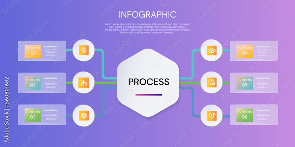 Vector infographic label design with icons. Business concept flowchart, diagram,neumorphism