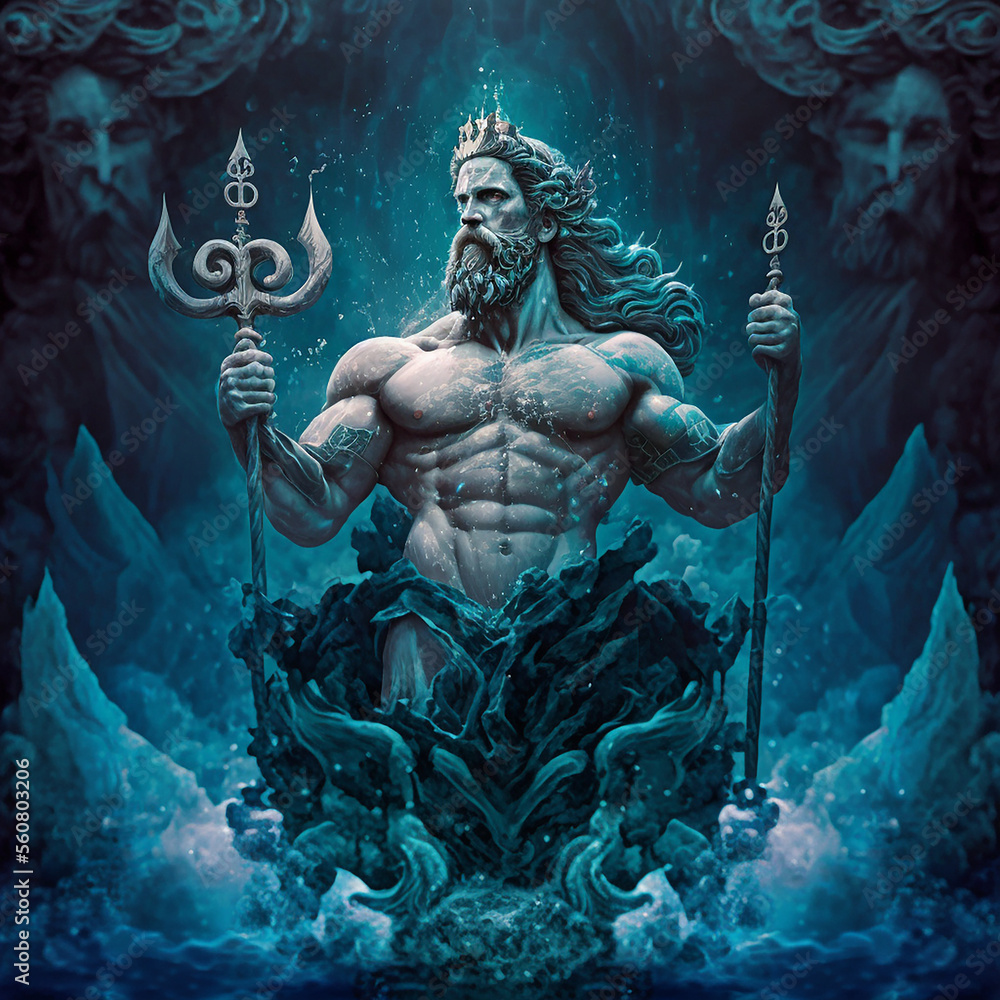 Ancient greek god Poseidon. Created with Generative AI technology. Ancient greek god Poseidon. Created with Generative AI technology.