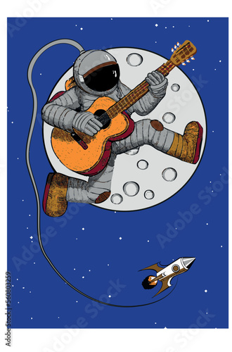 Fototapeta Naklejka Na Ścianę i Meble -  Astronaut Playing Guitar