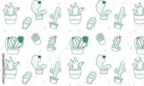 Vector cactus seamless pattern. Hand drawn doodle cacti background