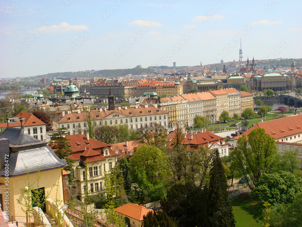 Panoramic view of the city on a summer day. Prague. Czech republic.