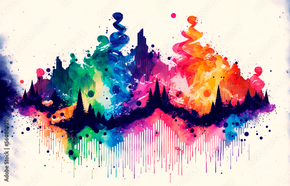 Watercolor Grunge Generative AI illustration. Creative colorful background. Futuristic concept.