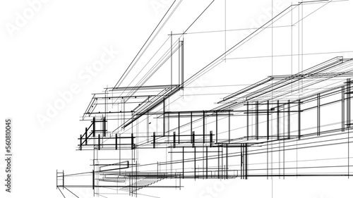 house building sketch architectural 3d illustration