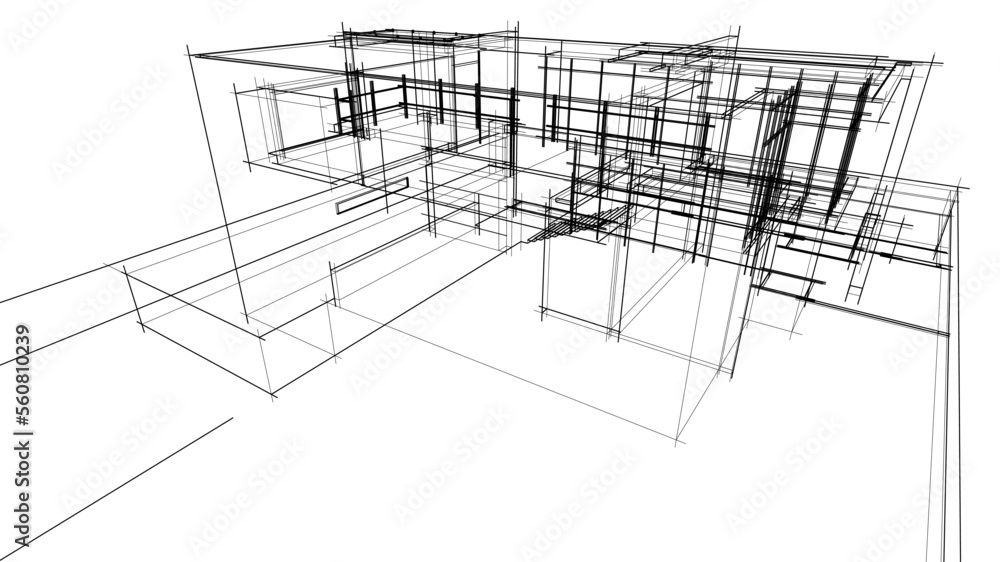 house building sketch architectural 3d illustration house building sketch architectural 3d illustration