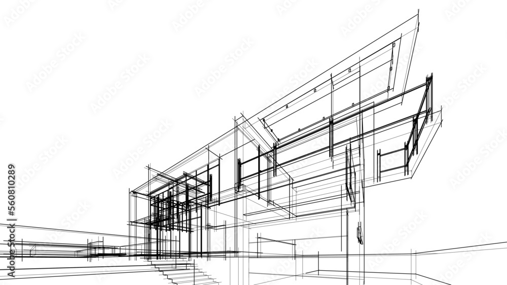 house building sketch architectural 3d illustration house building sketch architectural 3d illustration