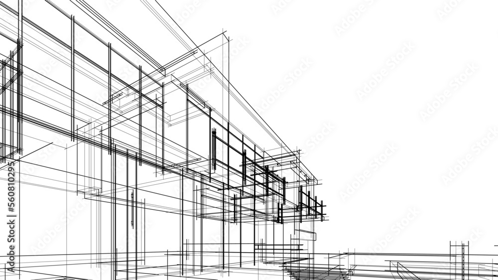 house building sketch architectural 3d illustration house building sketch architectural 3d illustration