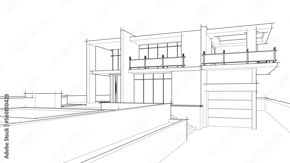house building sketch architectural 3d illustration house building sketch architectural 3d illustration