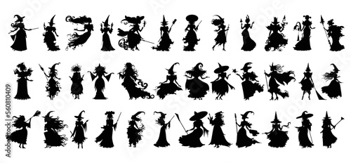 Witch silhouette collection in various poses