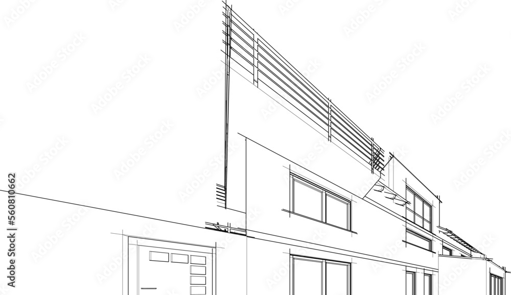 house building sketch architectural 3d illustration house building sketch architectural 3d illustration