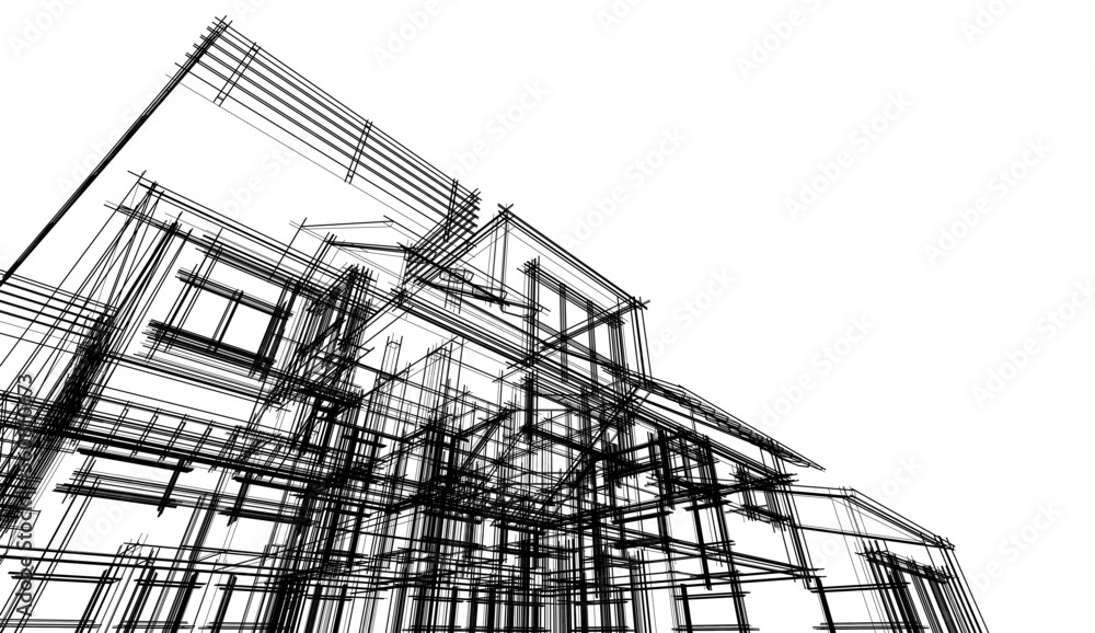 house building sketch architectural 3d illustration house building sketch architectural 3d illustration