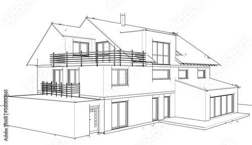 house building sketch architectural 3d illustration