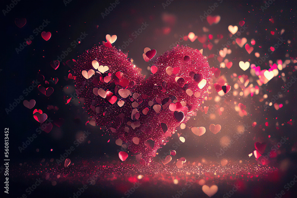 Beautiful pink heart with sequins, love, St. Valentine's Day, Generative AI Beautiful pink heart with sequins, love, St. Valentine's Day, Generative AI