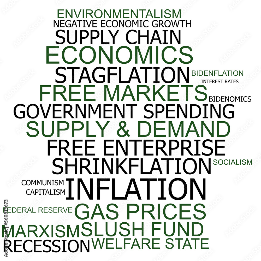 Inflation Economics Bidenomics Bidenflation Word Cloud Stock ...