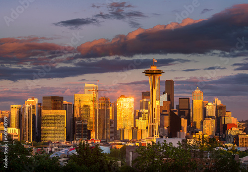 Sunset over Seattle Skyline