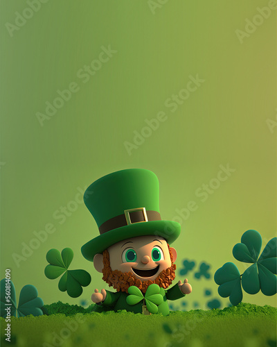 Cute Cartoon Leprechaun in ...