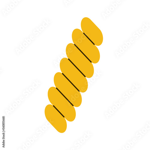 Fusilli pasta isolated on white background. Icon of fusilli pasta. Food is symbol of italian cuisine menu. Cartoon macaroni.