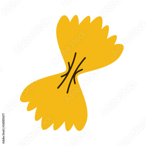Farfalle pasta vector. Farfalle pasta on white background.