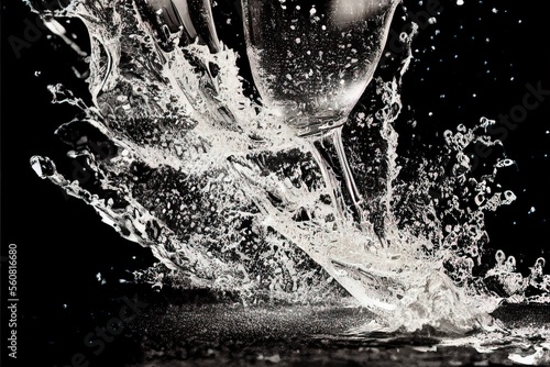 Splashes of champagne holiday drops glass abstraction background, Generative AI