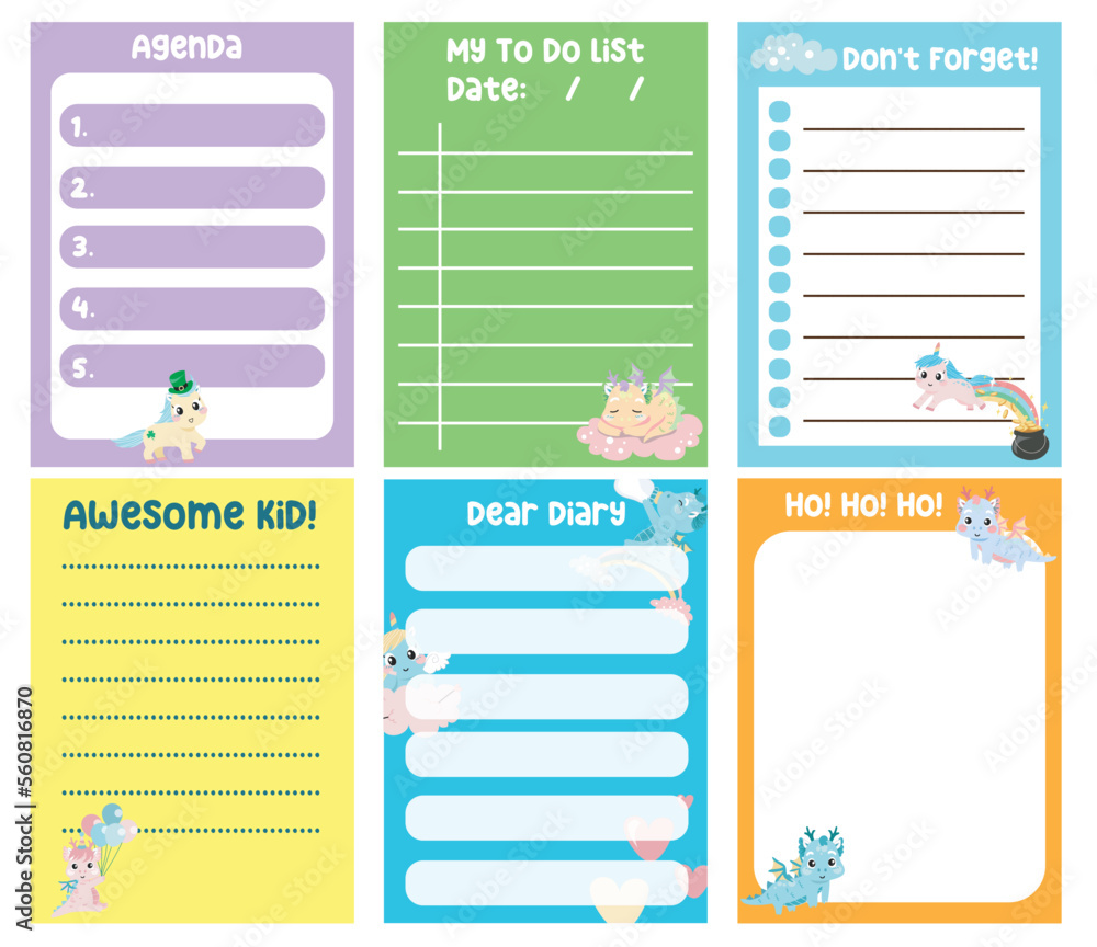 Cute weekly planner background for kids with mythology animals ...