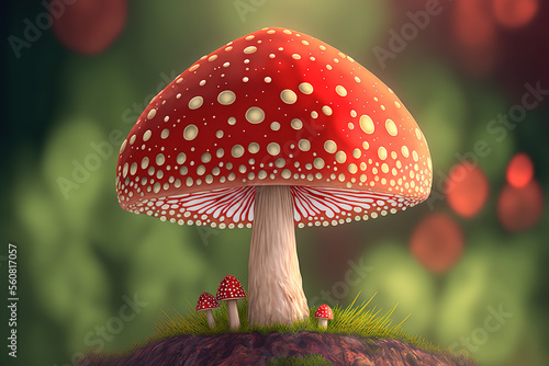 Red fly agarics in the forest