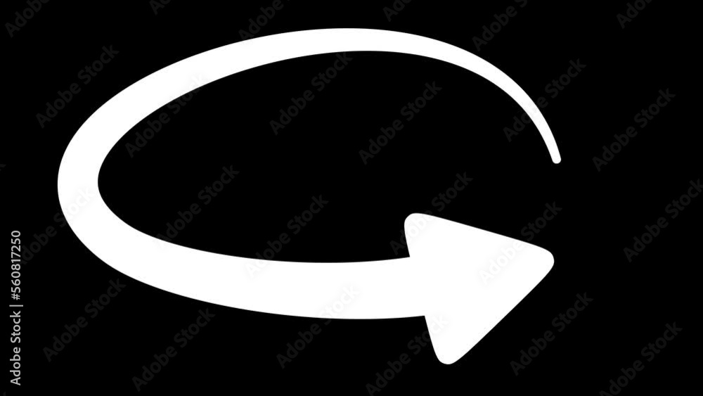Round Arrow Animation Curved Arrowhead Isolated on black background