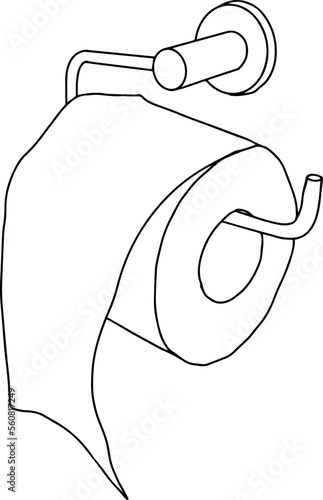 outline contour drawing of toilet paper isolated on white