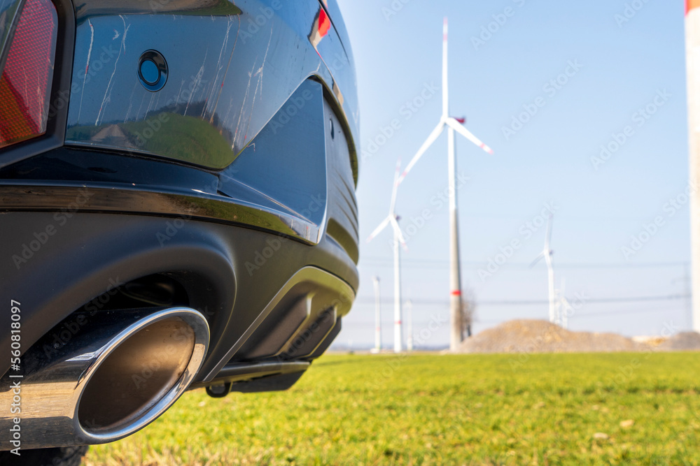 custom made wallpaper toronto digitalClose up of an new SUV exhaust on a new car in a wind farm