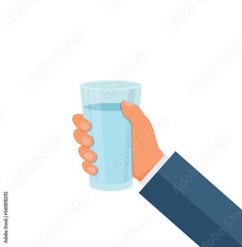 Hand holding glass of water