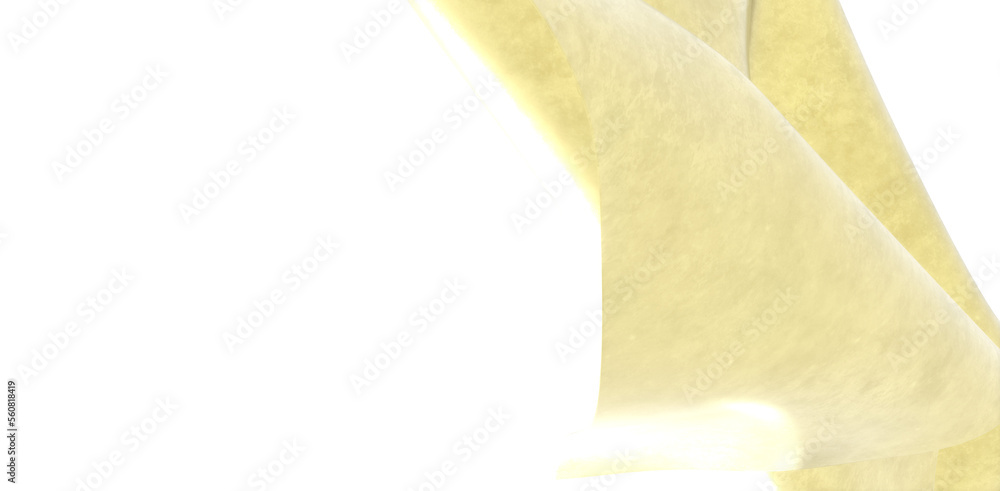 Flying gold cloth isolated on white background 3D render Flying gold cloth isolated on white background 3D render