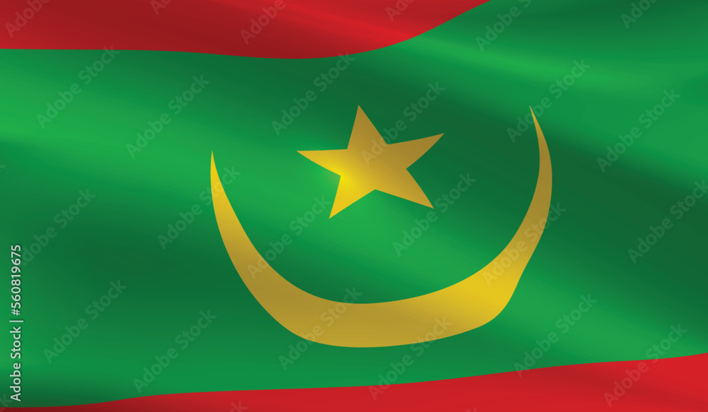 Mauritania flag background.Waving Mauritania flag vector Mauritania flag background.Waving Mauritania flag vector